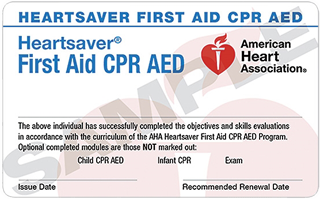 First Aid CPR AED Card