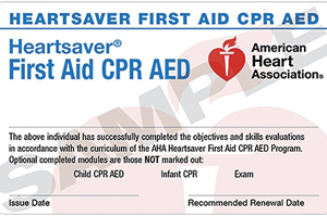 First Aid CPR AED Card